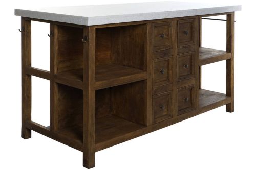Isla de Cocina con Encimera de Mármol y Cajones MB-217979