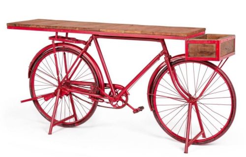 Consola Hierro y Madera Mango Bicicleta Antigua Color Roja MB-222238