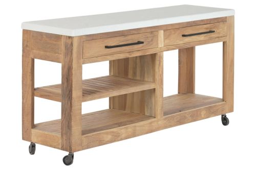 Consola Estructura de Madera Reciclada con Ruedas MB-222401