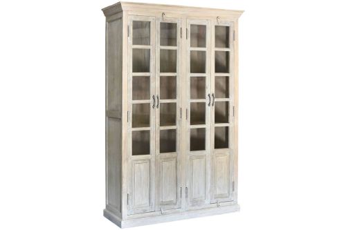 Vitrina de Salón en Madera de Mango Decapé Blanco MB-223574