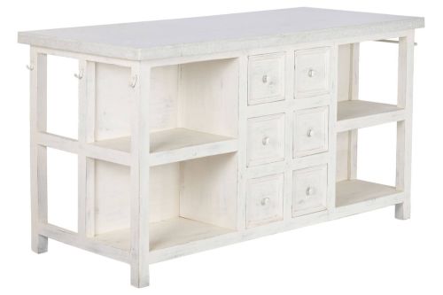 Isla de Cocina con Encimera de Mármol y Cajones Color Blanco MB-224036