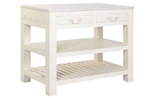 Isla de Cocina de Madera con Encimera de Mármol MB-224037