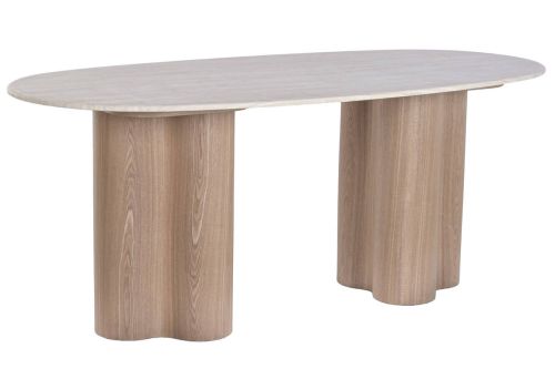 Mesa de Comedor de MDF con Superficie de Granito Marrón Claro MB-226673