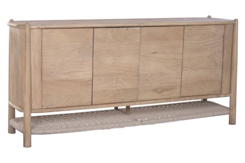 Buffet de Madera de Acacia con 4 Puertas y Balda de Cuerda MB-226687