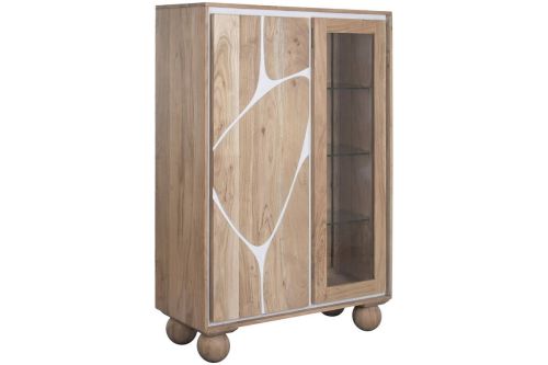 Vitrina de Salón en Madera de Acacia y Cristal MB-227295