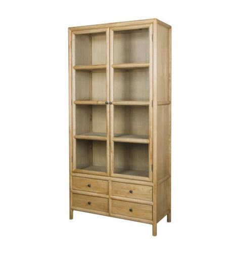 Vitrina en Madera de Olmo con Puertas de Cristal MB-228430