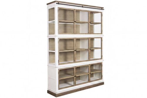 Vitrina de Madera de Acacia con 9 Puertas de Cristal MB-228434