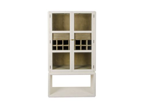 Mueble Bar de Olmo con Cristal y Botellero MB-228435