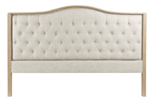 Cabecero Tapizado Capitoné en Lino Beige Rubberwood MB-179444