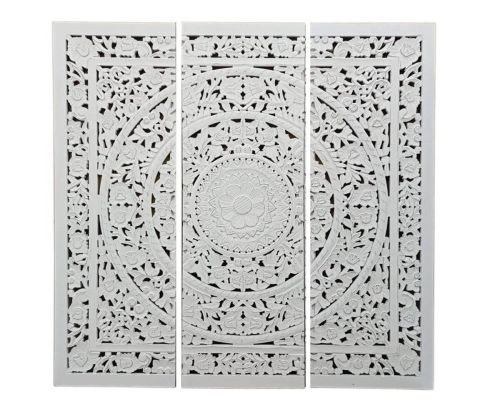 Cabecero de Mandala Decorativo en MDF Blanco Decapé MB-214898