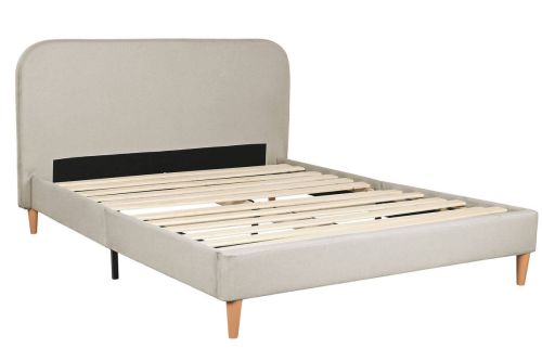 Cama Tapizada con Cabecero Acolchado en Poliéster Gris MB-222044