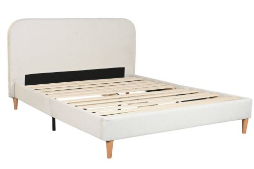 Cama Tapizada con Cabecero Acolchado en Poliéster Beige MB-222045