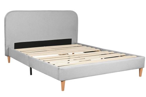 Cama Tapizada con Cabecero Acolchado en Poliéster Gris Oscuro MB-222046