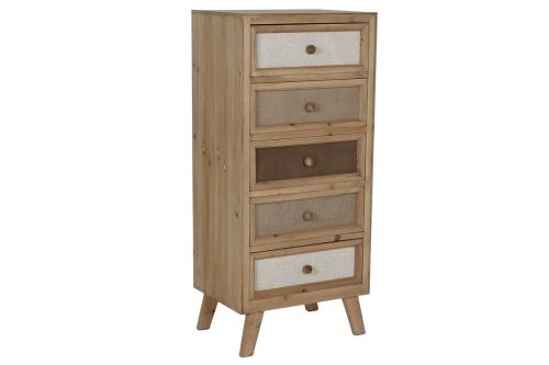 Sinfonier de Madera de Abeto con 5 Cajones de Lino MB-216621