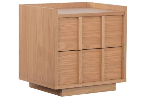 Mesita de Noche con 2 Cajones en MDF Acabado Madera MB-223045