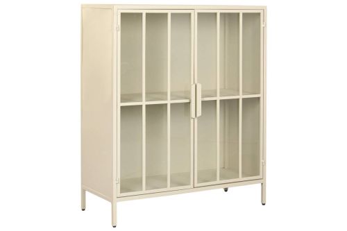 Aparador de Metal con 2 Puertas de Cristal Templado MB-227915