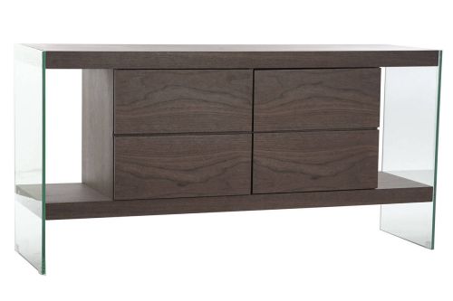 Buffet Moderno de MDF con Patas de Cristal Marrón Oscuro MB-204501