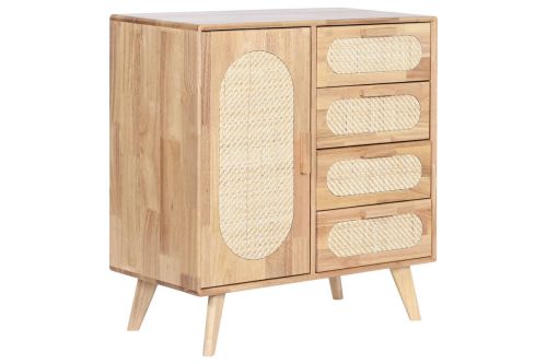 Buffet de Madera Rubberwood con Ratán Natural y 4 Cajones MB-212344