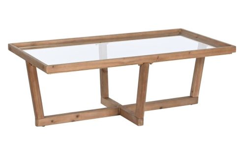 Mesa de Centro de Abeto con Cristal Natural Marrón MB-209315