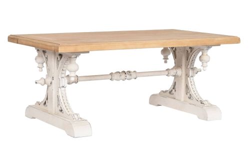 Mesa de Centro Clásica Decapé Blanco con Tapa de Abeto MB-212186