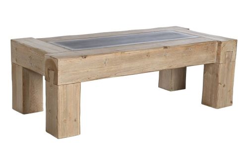 Mesa de Centro Rectangular de Madera de Abeto Natural MB-209218