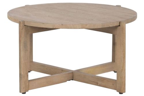 Mesa de Centro Redonda de Madera de Mango Acabado Natural MB-221965