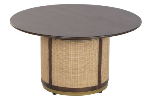 Mesa de Centro Redonda de Madera de Mango Marrón Oscuro MB-222843