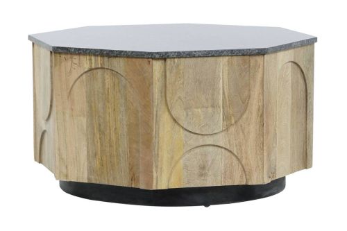 Mesa de Centro de Madera de Mango con Mármol Redonda MB-205540