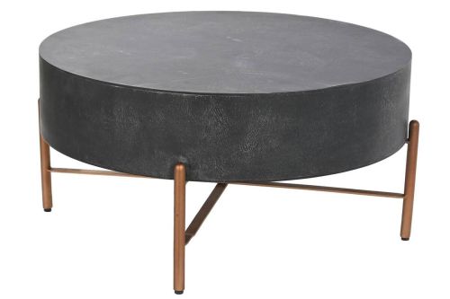 Mesa de Centro Redonda de Madera de Mango Negra MB-205747