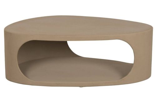 Mesa de Centro Ovalada de MDF Acabado Rugoso Color Arena MB-227610