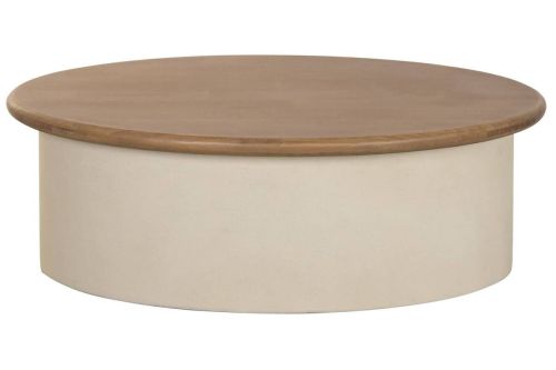 Mesa de Centro Rectangular en MDF y Madera de Abeto Crema MB-227612
