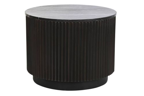 Mesa de Centro Redonda de Metal y Mármol Negro MB-201495