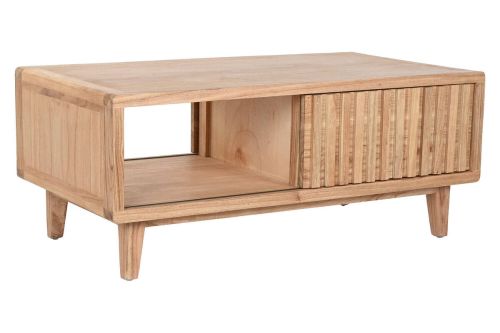 Mesa de Centro de Madera Mindi Natural con Puerta Corredera MB-221791