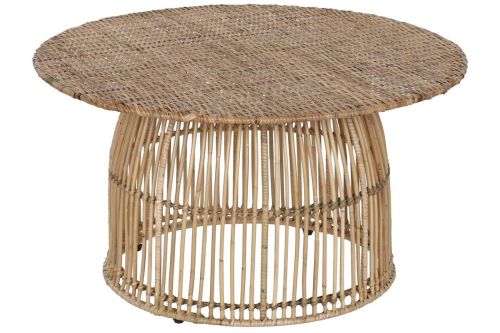 Mesa de Centro Redonda de Ratán Natural con Estructura de Acero MB-215355