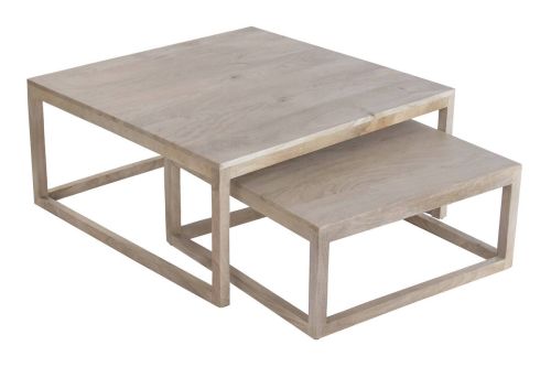 Mesa de Centro Nido Set 2 de Madera de Mango Natural MB-227811
