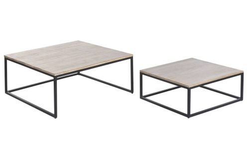 Mesa de Centro Nido Set 2 en Madera de Mango y Metal MB-227809