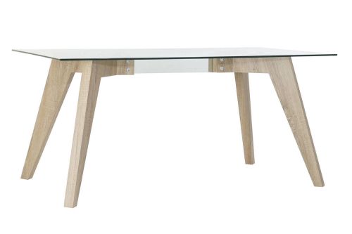 Mesa de Comedor de Cristal Templado 160 cm con Patas MDF MB-179590