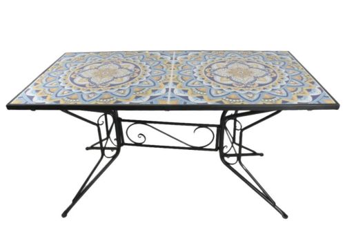 Mesa de Comedor de Forja con Cerámica Diseño Mosaico MB-224506