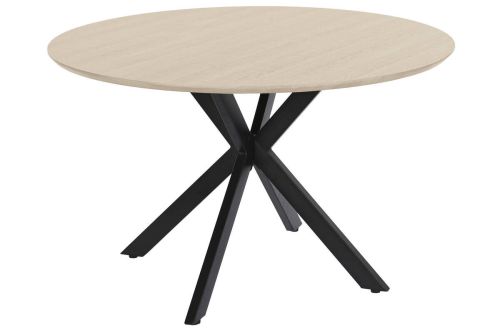 Mesa de Comedor Redonda Roble Claro con Base de Hierro MB-214483