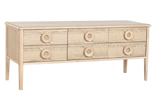Mueble TV de Madera de Abeto con 6 Cajones Natural MB-219387