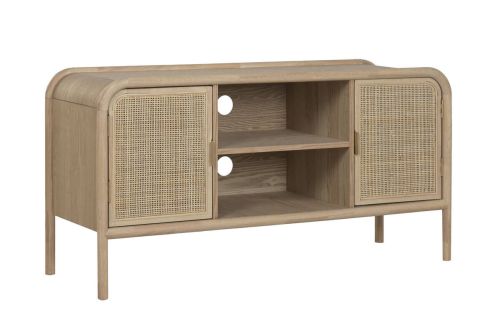 Mueble TV de Abeto y Ratán Natural con 2 Puertas MB-222240