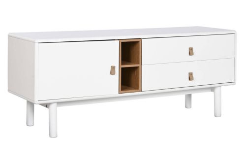 Mueble TV 140 cm Blanco con Cajones y Puerta MB-211739