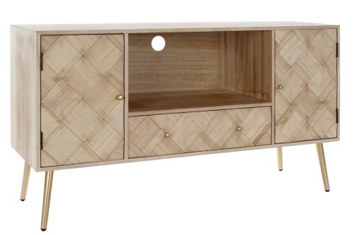 Mueble TV de Madera Natural con Patas Metálicas MB-176659