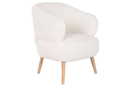 Butaca Tapizada Borreguito Blanco con Patas de Madera MB-206613