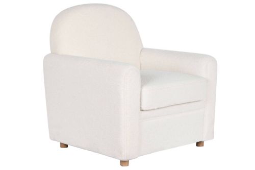 Butaca Tapizada Borreguito Blanco con Patas de Madera MB-206607