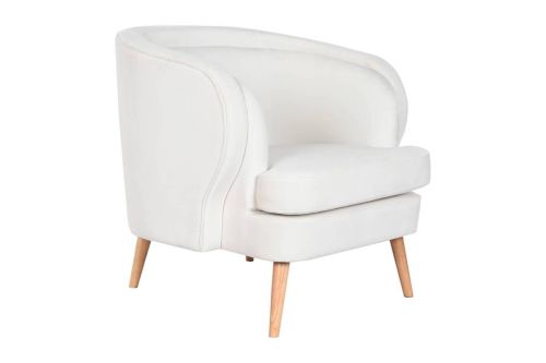Butaca Tapizada en Poliéster Blanco con Patas de Madera MB-206609