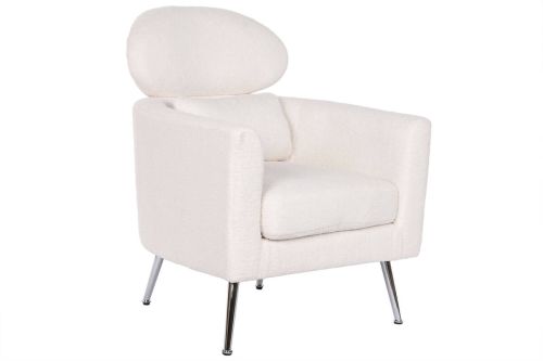 Butaca Tapizada en Poliéster Blanco con Patas Cromadas MB-210589