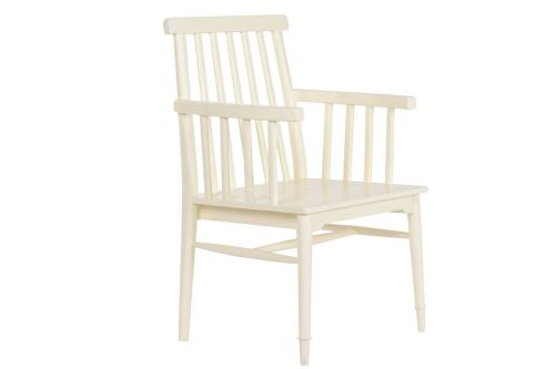 Silla de Madera con Reposabrazos Color Crema MB-223567