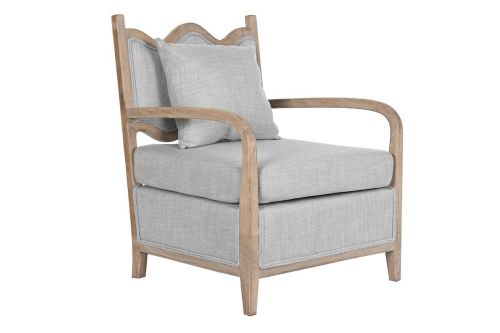 Sillón Tapizado en Poliéster Gris Claro de Abeto MB-203397