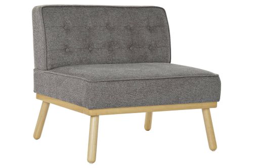 Sillón Tapizado en Lino Gris Oscuro con Capitoné MB-192414
